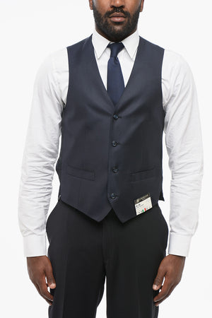 Gilet in Misto Seta con Tasche a Filo