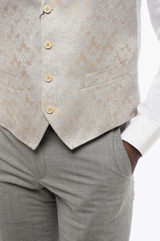 4-Knopf Bestickte Seidenmischweste