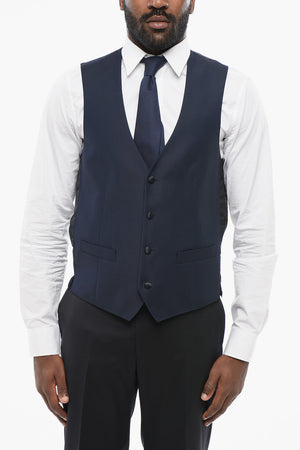 Virgin Wool Waistcoat with Back Martingale