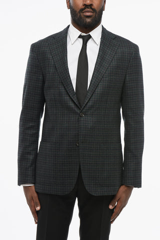 CC Collection Virgin Wool Blazer with Check Pattern