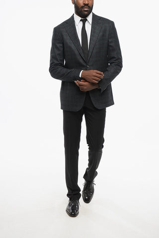 CC Collection Virgin Wool Blazer with Check Pattern