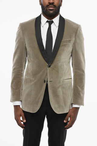 Velvet Single-Breasted ACADEMY CERIMONIA Blazer With Satin Shawl Lapel