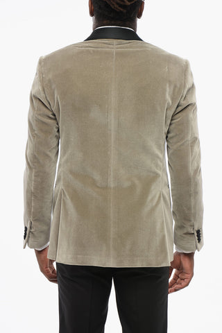 Velvet Single-Breasted ACADEMY CERIMONIA Blazer With Satin Shawl Lapel