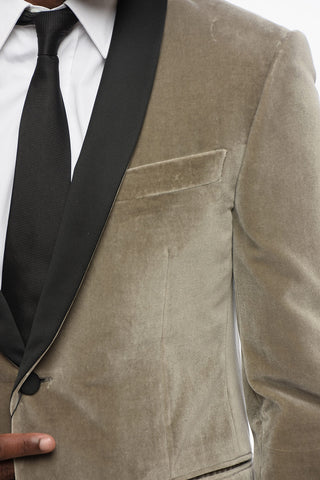 Velvet Single-Breasted ACADEMY CERIMONIA Blazer With Satin Shawl Lapel