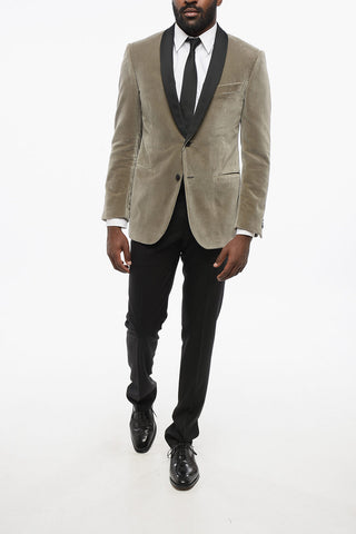 Velvet Single-Breasted ACADEMY CERIMONIA Blazer With Satin Shawl Lapel