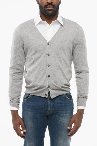 Cardigan in Lana Vergine con Collo a V