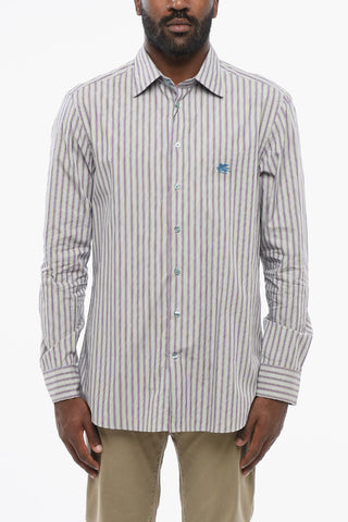 Camicia in Cotone con Motivo Bayadere