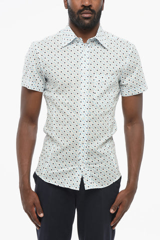 Short Sleeved Polka Dots Shirt with Breast Pocket
