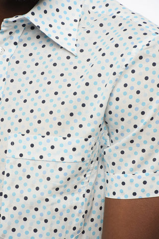 Short Sleeved Polka Dots Shirt with Breast Pocket