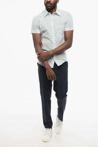 Short Sleeved Polka Dots Shirt with Breast Pocket