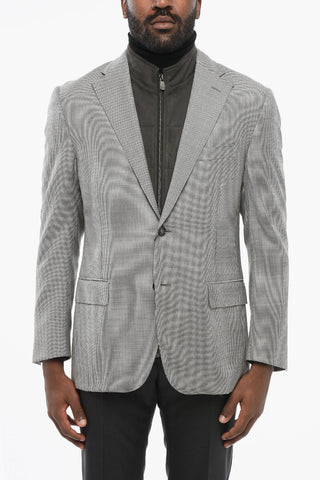 Blazer Monopetto Pied-De-Poule Con Chest Piece