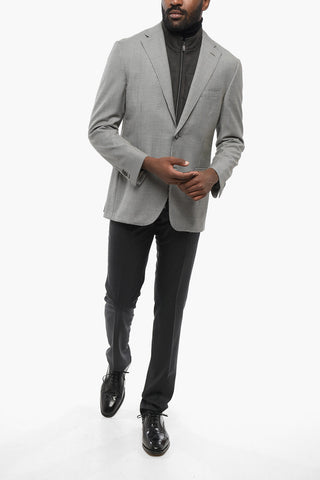 Blazer Monopetto Pied-De-Poule Con Chest Piece