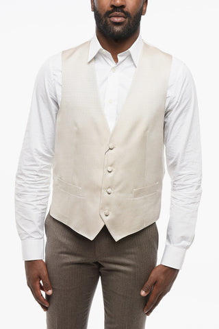 CODE 4-Button Silk-Blend Vest with Welt Pockets