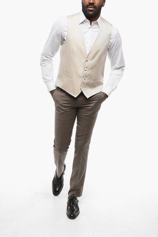 CODE 4-Button Silk-Blend Vest with Welt Pockets