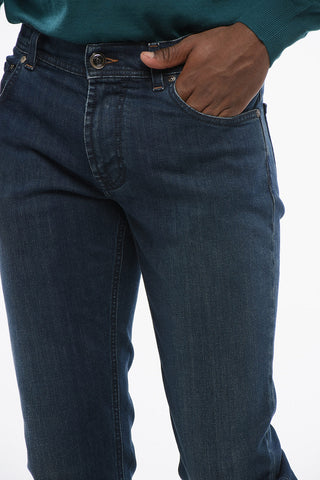 Jeans Slim Fit Lavaggio Scuro 14cm