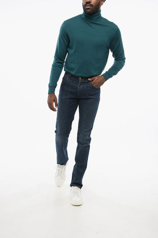 Jeans Slim Fit Lavaggio Scuro 14cm