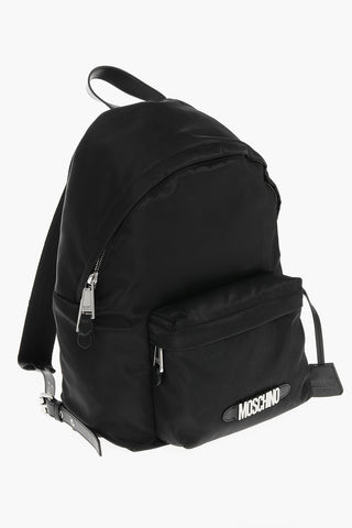 Nylon Backpack with Logoed Outer Pocket