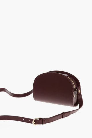 Leather DEMI-LUNE Crossbody Bag with Zipped Closure