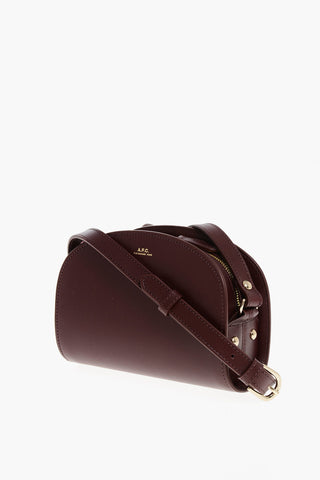 Leather DEMI-LUNE Crossbody Bag with Zipped Closure
