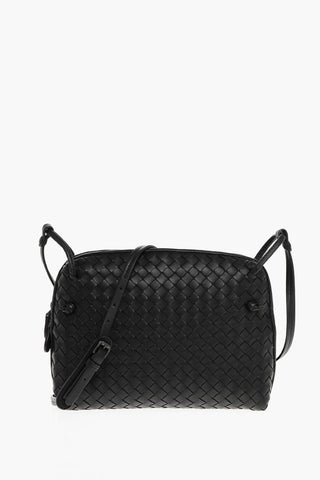 Woven Leather Crossbody Bag with Zip