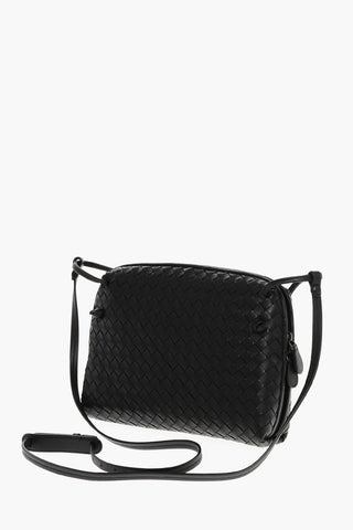 Woven Leather Crossbody Bag with Zip