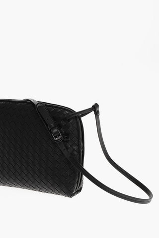 Borsa a Tracolla in Pelle Intrecciata con Chiusura a Zip
