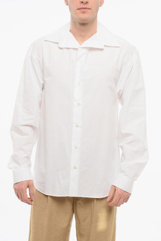Popeline Cotton Shirt with Unbuttoned Collar