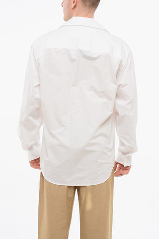 Popeline Cotton Shirt with Unbuttoned Collar