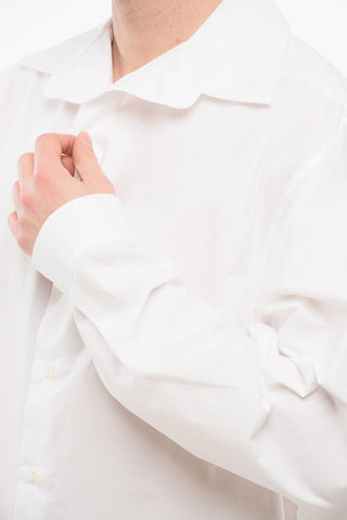 Popeline Cotton Shirt with Unbuttoned Collar