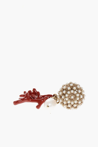 Single Earring with Coral Detail