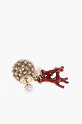 Single Earring with Coral Detail