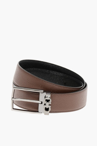 Grain de Poudre Leather Belt with Reversible Design 35mm