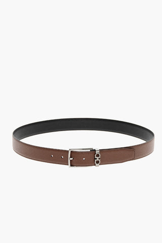 Grain de Poudre Leather Belt with Reversible Design 35mm