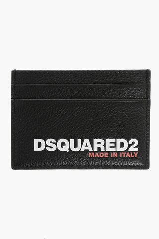 Textured Leather Card Holder with Printed Logo