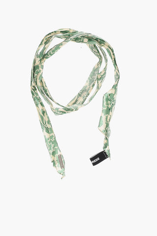 Slim Silk Foulard with Hibiscus Print