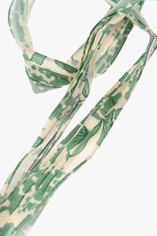 Slim Silk Foulard with Hibiscus Print