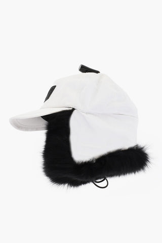 Cappello Deerstalker In Nylon con Interno in Pelliccia