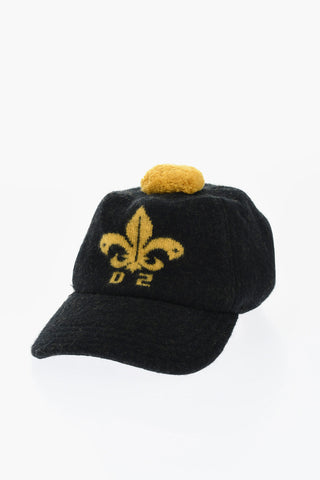 Cappello da Baseball in Lana Con Pon Pom