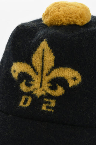 Cappello da Baseball in Lana Con Pon Pom
