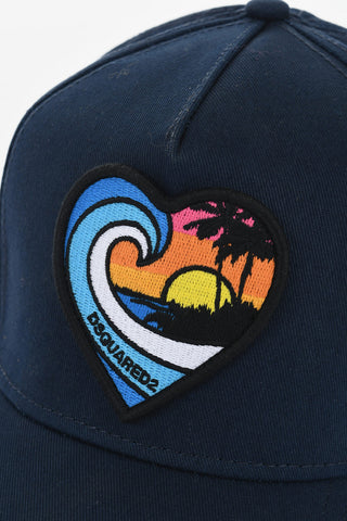 Vintage Effect Cap with Heart Embroidery