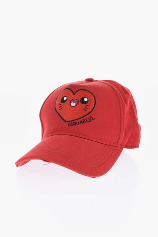Cotton Twill Cap with Heart Shaped Embroidery