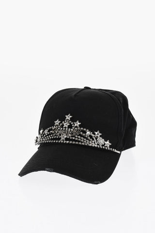 Vintage Effect Cap with Frontal Maxi Jewels