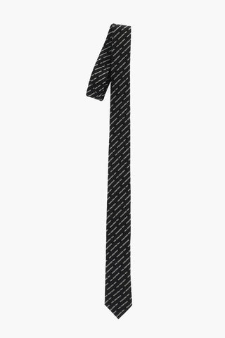 Silk Tie with All-Over Logo