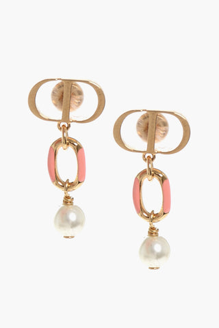 Gold-Finish PETIT CD Earrings with Pearl