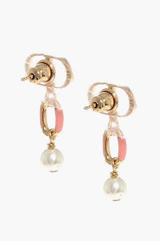 Gold-Finish PETIT CD Earrings with Pearl