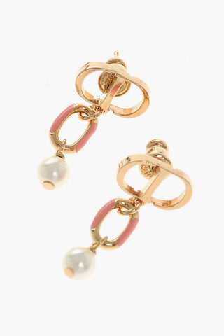 Gold-Finish PETIT CD Earrings with Pearl