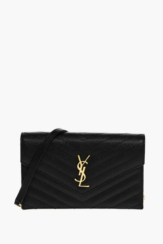 Quilted Grain de Poudre Leather Chain Wallet
