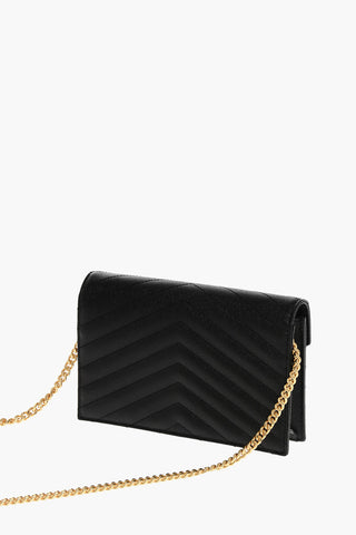 Quilted Grain de Poudre Leather Chain Wallet