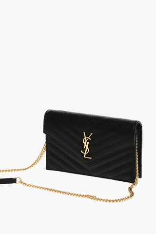 Quilted Grain de Poudre Leather Chain Wallet