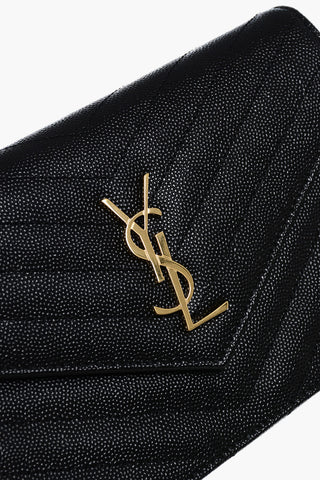 Quilted Grain de Poudre Leather Chain Wallet